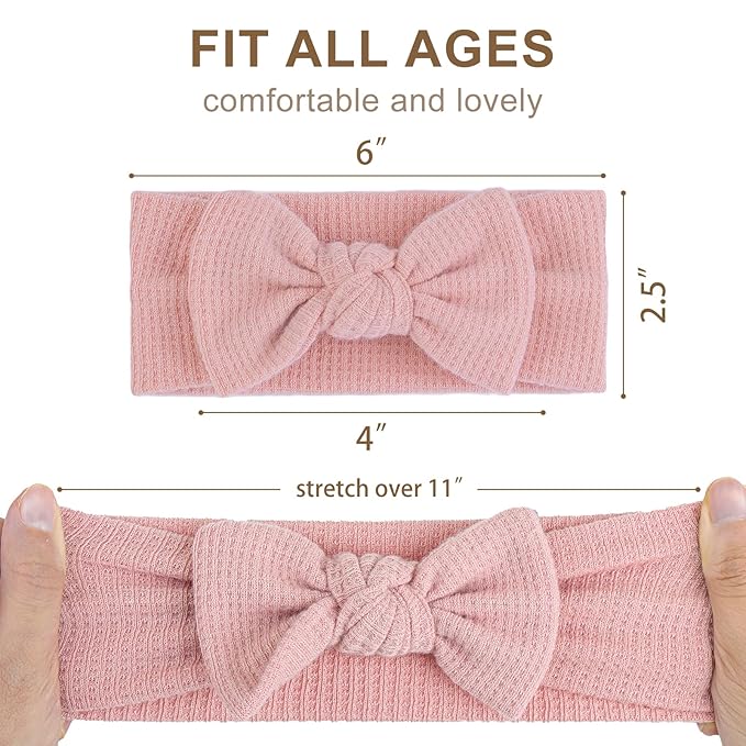 3Pcs Baby Girls 4" Hairband with Bows, Soft Headwraps Hair Accessories for Infant Toddler, 1 Count (Pack of 3), Black/White/Pink