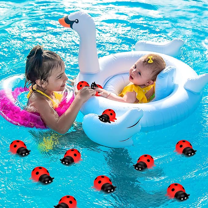 25Pcs Mini Ladybug Toys, Lady Bugs Realistic Bath Animals, Ladybug for Floating Bathtub Toys Summer Birthday Gathering Decorations