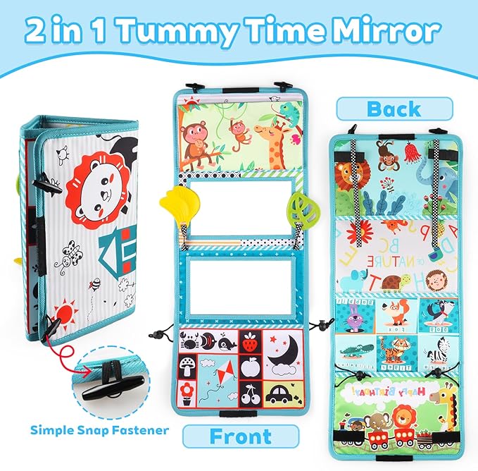 Baby Toys 0-6 Months - Tummy Time Baby Mirror Infant Toys - High Contrast Baby Toy for Newborn - Montessori Sensory Toy 0 2 3 4 5 6-12 Months Boy Girl Shower Gifts