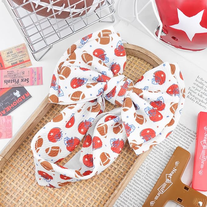 Football Baby Bow Headbands for Girls Super Bowl Infants Hair Accessories Newborn Infant Toddlers Baby Girl Football Outfit