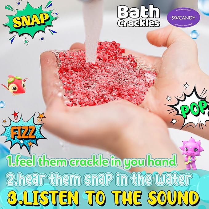 SWCANDY Bath Crackles for Kids 12 Pack, Toddler Boys Bath Toys Nontoxic & Fragrance-Free a Unique Kids, Swirl Water for Fizzy Fun Easter Basket Stuffers