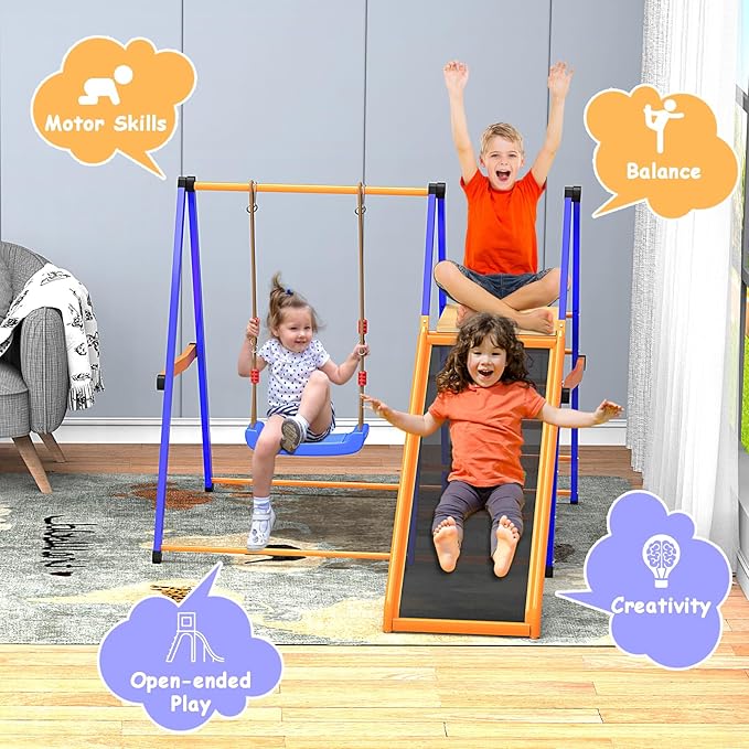 Pikler Triangle Set 4-in-1Foldable Indoor Jungle Gym for Kids,Multifunction Indoor Climber Playset with Swing,Formaldehyde-Free Kids Indoor Playground,Montessori Climbing Set for Toddler