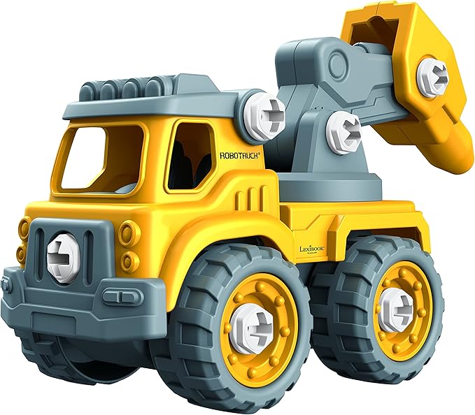 LEXiBOOK Robotruck®, 5 in 1 Build-Your-own Robot kit, transformable Construction Vehicles 5 in 1, DIY, Construction, Building, Truck, Educational Kids' Toy, Yellow, ROBD10