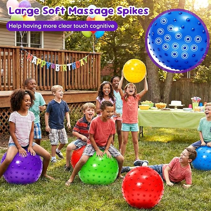 Jerify Knobby Balls Bouncy Spiky Sensory Ball Bulk Soft Inflatable Massage Stress Plastic Toy for School Party Play Indoor Outdoor