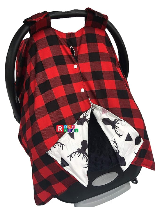 Rosy Kids Infant Carseat Reversible Canopy Cover 1pc Wind Proof Baby Car Seat Cover, Sunshade Cover, Fits Any Model, Color05AT01