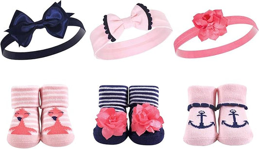 Hudson Baby Girl's Headband and Socks Giftset