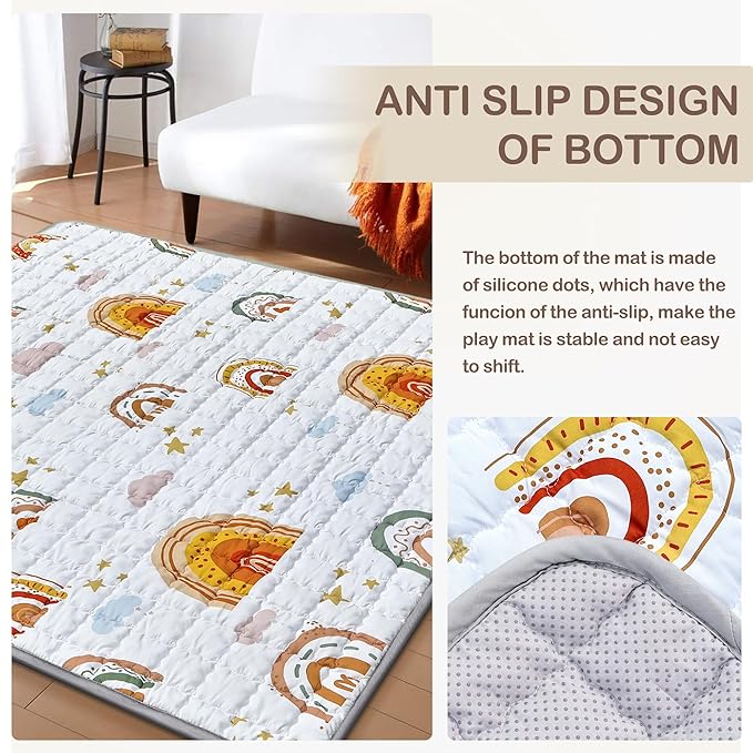 Baby Play Mat for Floor,50" X 50" Playpen Mat for Babies,Foldable & Washable Baby Crawling Mat,Non-Slip Cushioned Baby Floor Mat,Activity Baby Playpen Mat for Infants