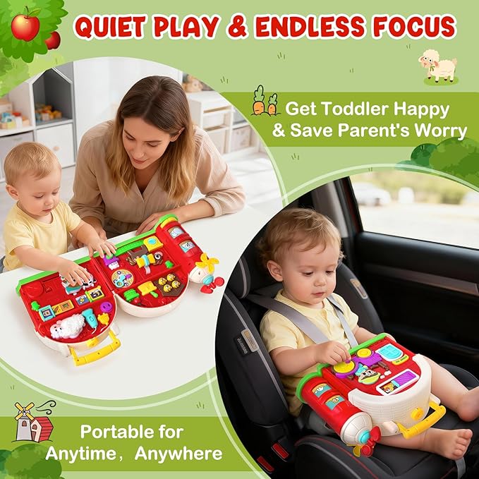 Toddler Toys for 1-2 Year Old Boys & Girls, Farm Barn Montessori Busy Board, Early Educational Toy for Kids 1-3, Motor Skills Developmental Toy for 12-18 Month, Christmas Birthday Gift for Aged 1+