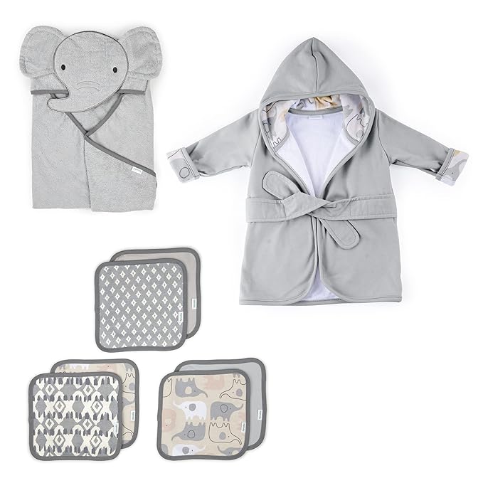 Ingenuity Clean & Cuddly™ Hooded Baby Bathrobe - Grazer™ & Clean & Cuddly™ Hooded Character Towel - Grazer™ & Clean & Cuddly™ 6-Pack Terry Washcloth Set - Grazer™