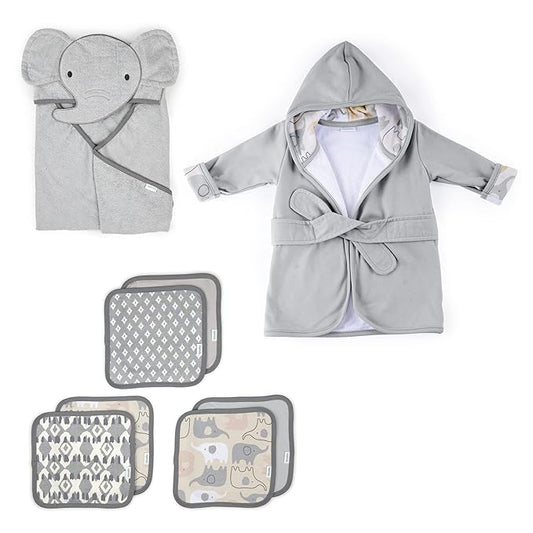 Ingenuity Clean & Cuddly™ Hooded Baby Bathrobe - Grazer™ & Clean & Cuddly™ Hooded Character Towel - Grazer™ & Clean & Cuddly™ 6-Pack Terry Washcloth Set - Grazer™