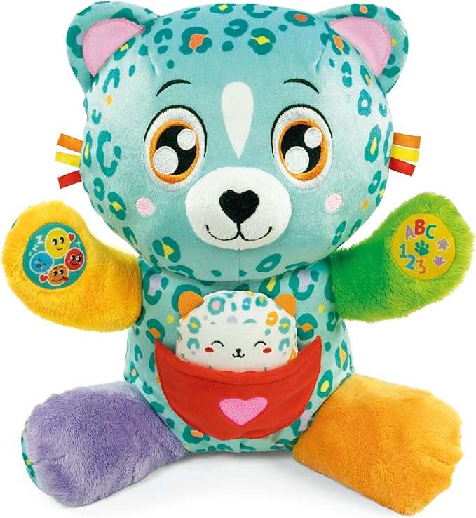 Clementoni Baby Cleo and Leo, Interactive Speaking Plush Animal with Small Puppy for Children from 6 Months and Above Activity Centre to Promote Emotional, Sensory and Cognitive