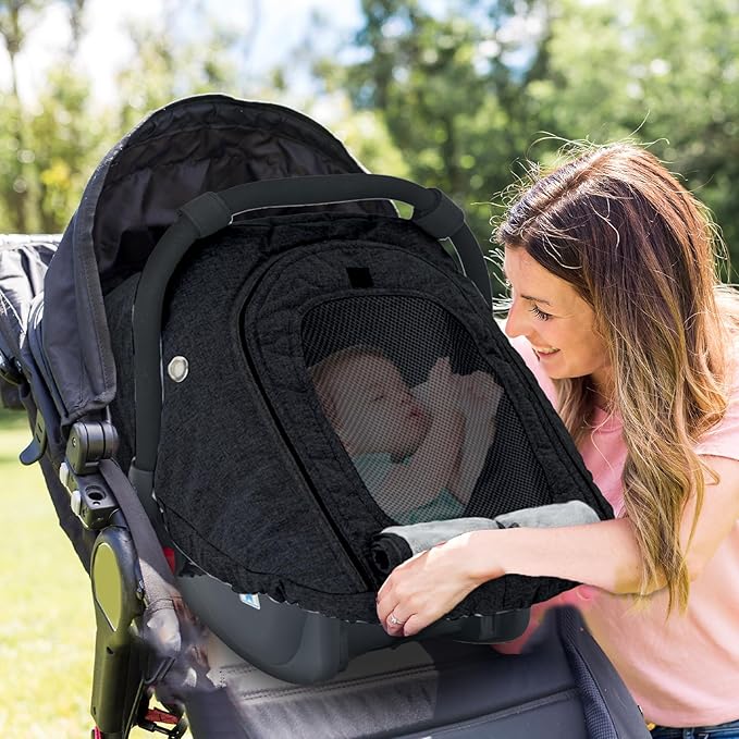 Fairy Baby Winter Car Seat Cover for Baby Carseat with Mesh Window(Black),Infant Warm&Cozy Car seat Covers Baby for Travel, Waterproof CarSeat Cover for Babies.