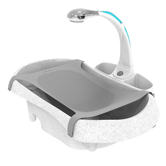 The First Years Rain Shower Baby Spa Bathtub Set – Includes Infant Sling, Soothing Spray Shower Head, Fresh Water Tank and Built-in Soft Brush – 3-in-1 Newborn to Toddler Design –Baby Bath Essentials