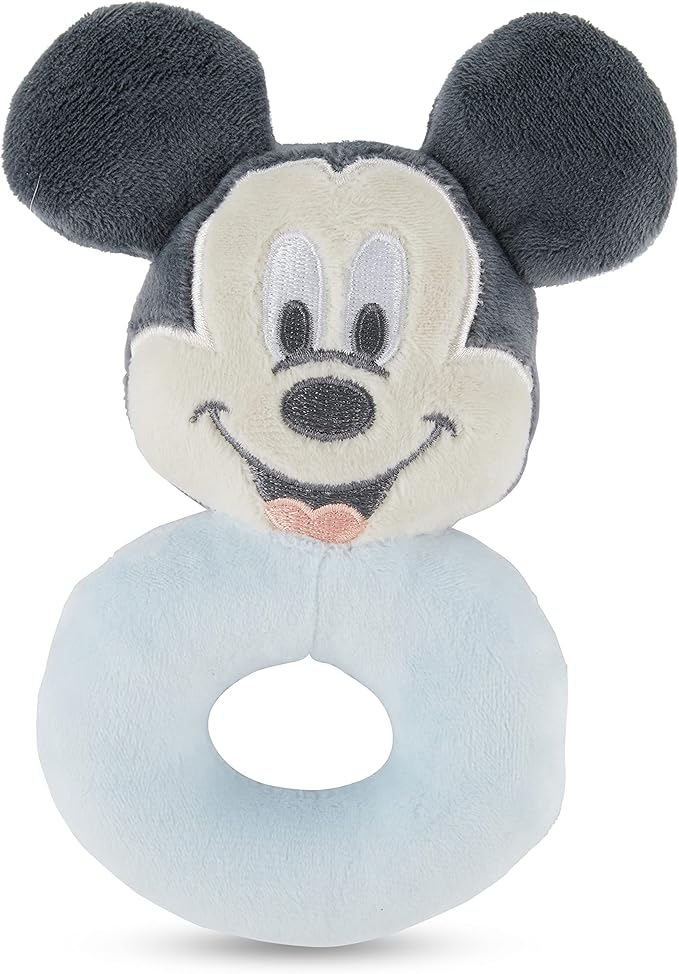 Disney Mickey Mouse Assorted Plush Lovie Rattle Set Pack of 2 - Soft and Cuddly Plush Material, Built-in Rattle for Sensory Stimulation,Vibrant Colors and Intricate Details