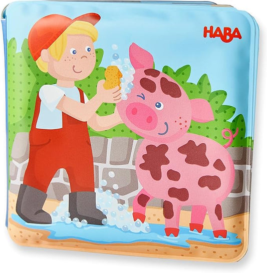HABA Magic Color Changing Bath Book: Animal Wash Day, Bath Toys for Toddlers, Water Toys for Toddlers 18-36m & Water Table Accessories