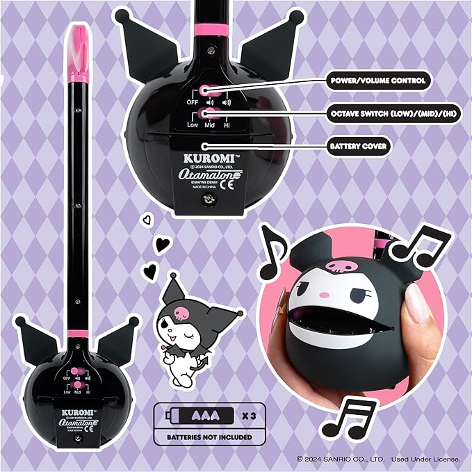 Otamatone Sanrio Kuromi Electronic Portable Music Instrument / Synthesizer Toy from Japan by Maywa Denki (Officially Licensed Hello Kitty and Friends) [English Instructions]