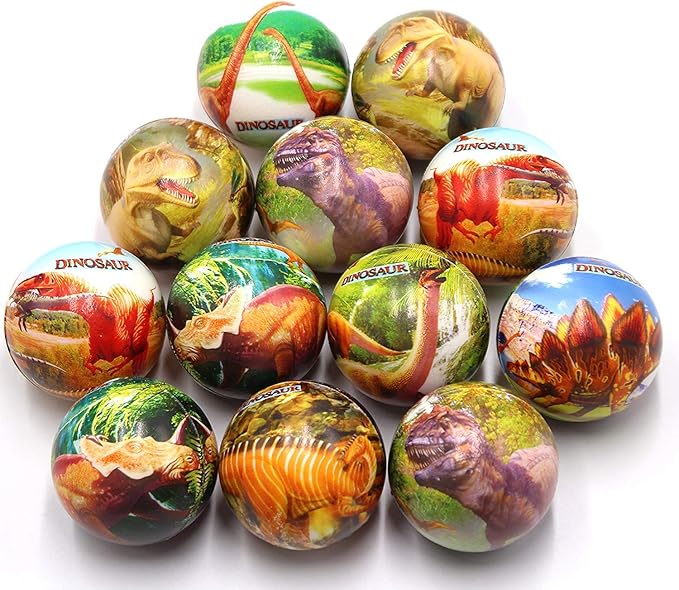 12 Pcs Stress Relief Toys Stress Balls for Adult Stress Relief Squeeze Fun Fidget Toys Animal Balls Cute for Birthday Party Office Christmas Stocking Stuffer Gift ADHD Autism Anxiety (Dinosaur)
