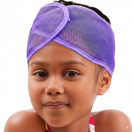 DONNA Comfortable Mesh Wrap for Kids – Adjustable Hair Wrap with Cool Mesh Fabric – Wide Headband Design for Natural Hair Protection (PURPLE)