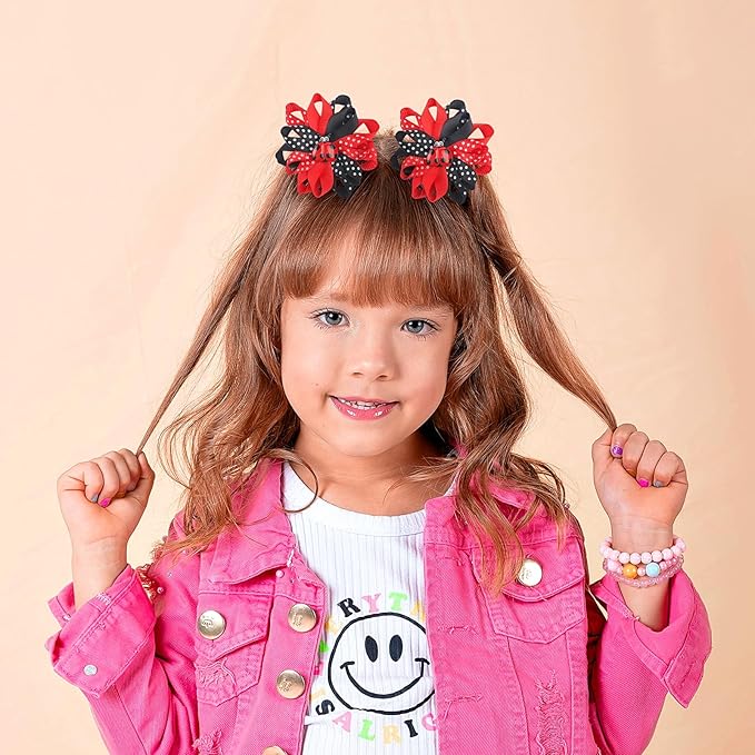Ladybug Hair Bow Clips Cute Ladybug Hair Bows Hair Barrettes Red Black Polka Dot Bows Hair Pins Animal Lady Bug Hair Accessories for Girls Toddlers Kids Teens Spring Halloween Party Supplies