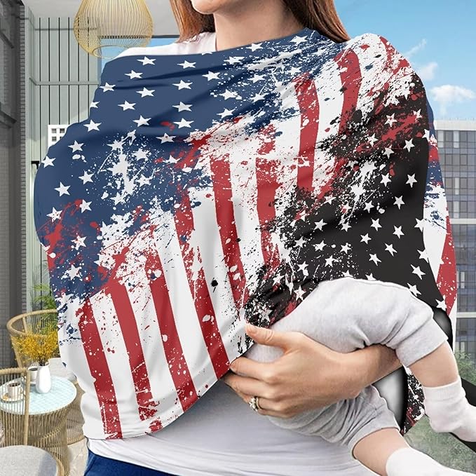 USA Flag Baby Car Seat Cover for Boys and Girls Multi-Purpose Car Seat Covers Breastfeeding Shawl Stroller Canopy Covers Dust Cover Easy Cleaning