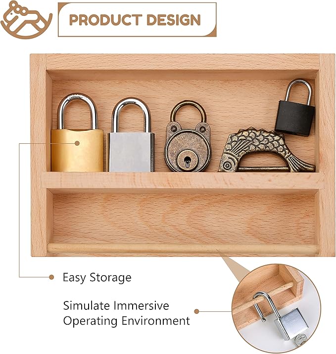 Woodtoe Montessori Lock and Key Toy Set for Kids, Educational Lock Set Keys, Wooden Montessori Materials for 3 4 5 6 Year Old, Preschool Home Classroom STEM Learning Birthday Toy Gift for Toddlers 3-6