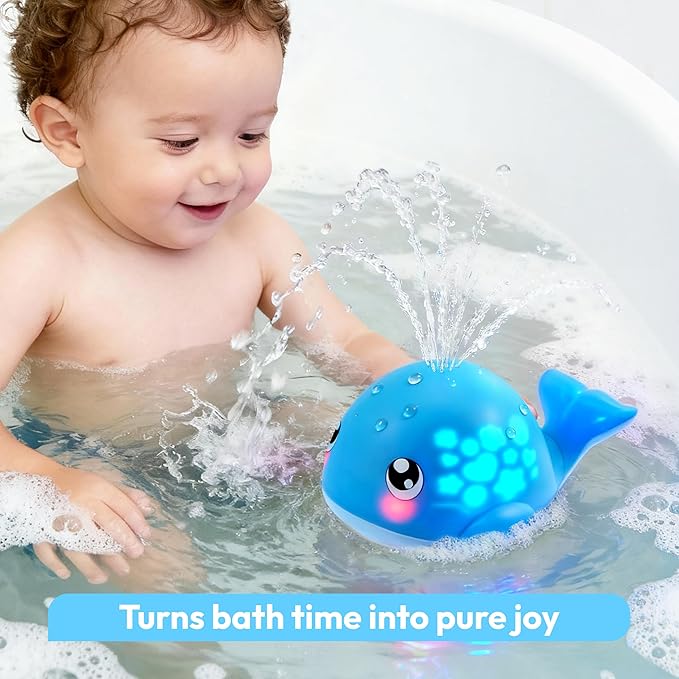 lalalark Baby Bath Toys, Sprinkler Whale Bath Toy for Babies 6-12 Months, Light Up Bath Toys for Kids Ages 1-3, Bathtub Toy for Boy & Girl, Easter Basket Stuffers for Toddler