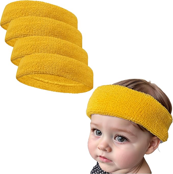 COUVER Baby Infant Terry Solid Color Headband/Terry Cloth Head Band - 4 Pieces