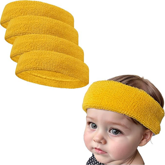 COUVER Baby Infant Terry Solid Color Headband/Terry Cloth Head Band - 4 Pieces