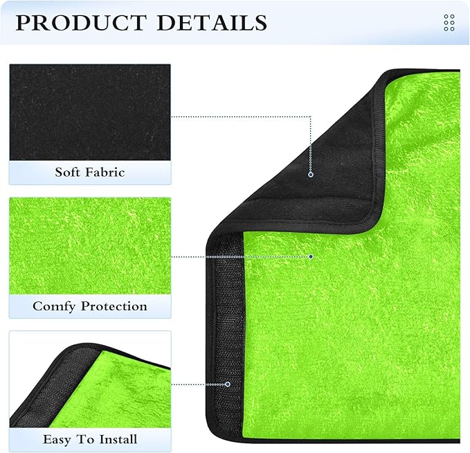 ODAWA Lawn Green Car Seat Belt Pads, 2 Pack Seat Belt Cushion Shoulder Strap Protector to Release Stress to Your Neck and Shoulder for Safety Driving 6.5 x 6.5 in