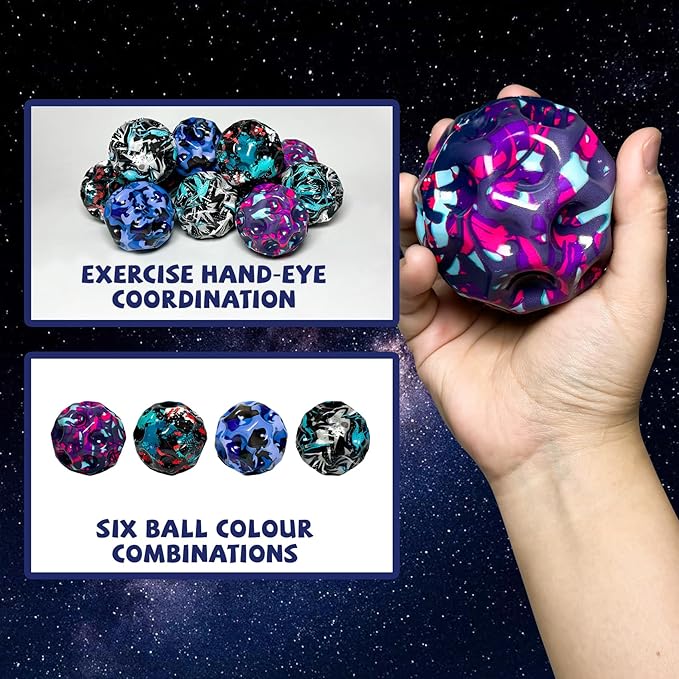 Space Moon Bouncy Ball - Moon Shape High Bouncing Ball for Hand-Eye Coordination - Ideal for Athletes - Great for Christmas, Halloween, Summer Camp, Easter