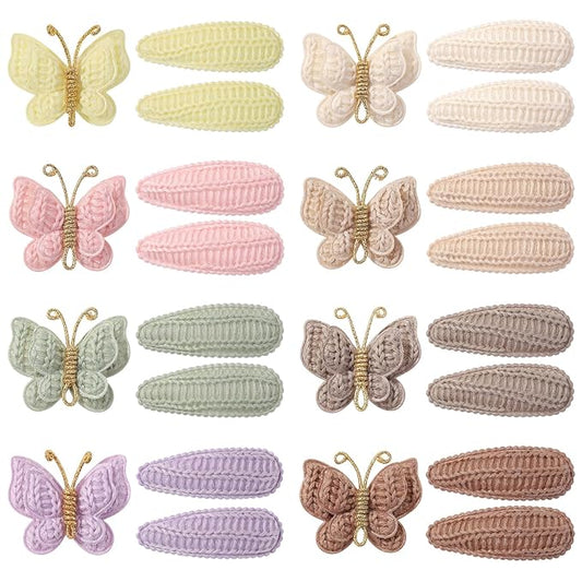 choicbaby 24pcs Toddler Hair Clips Small Knitted Snap Hair Clips Non Slip Wrapped Butterfly Hair Barrettes Accessories for Toddler Baby Girl Infant Kids