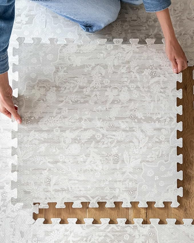 House of Noa Play Mat – 4x6 Laurel Emile – Set of 6 Tiles – Cushioned EVA Foam Play Mat for Floor, Soft Interlocking Mats for Hard Floors