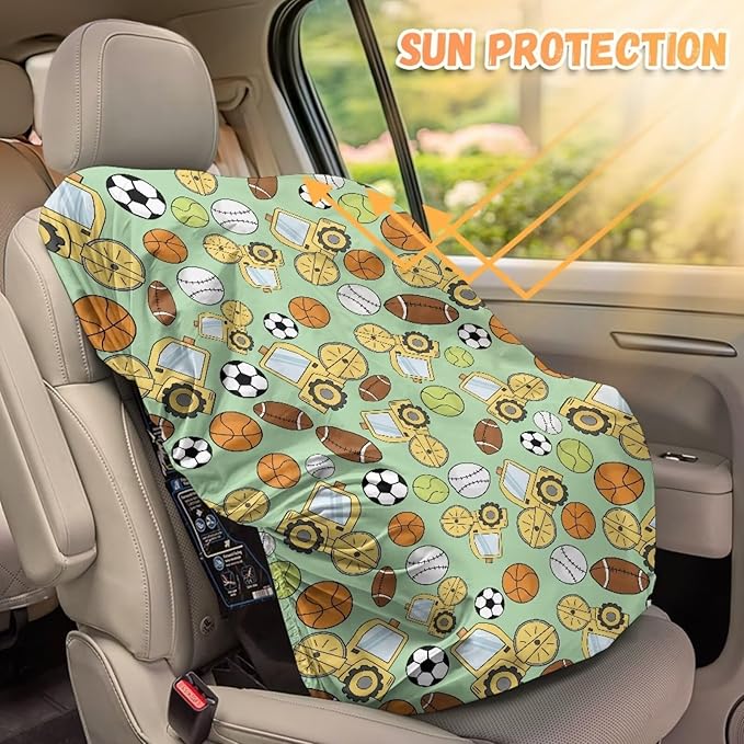 XYZCANDO Football Car Seat Sun Cover for Baby Fashion Car Seat Covers for Babies Boy Breathable Car Seat Sun Protection Portable Baby Car Seat Sun Shade Cover for Summer Gift for Birthday