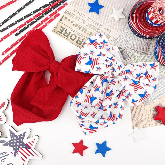 4th July 7” Large Baby Bows for Baby Girls Hairband Hair Accessories 2pcs/Pack