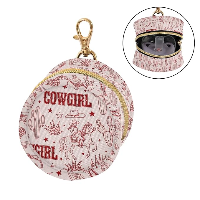 Western Cowgirl Cactus Pink Print Pacifier Holder Case for Diaper Bag Portable Travel Pacifier Storage Case with Clip Newborn Baby Pouch for Baby Boys Girls Purse Outdoor