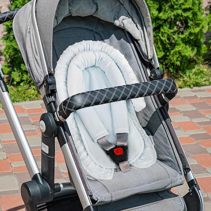 Infant Car Seat Insert, Baby Car Seat Head & Body Support with Straps Pads, Soft Newborn Preemie Carseat Insert Cushion for Girls Boys, Fits Carseat, Stroller, Swing, Bouncer, Light Blue