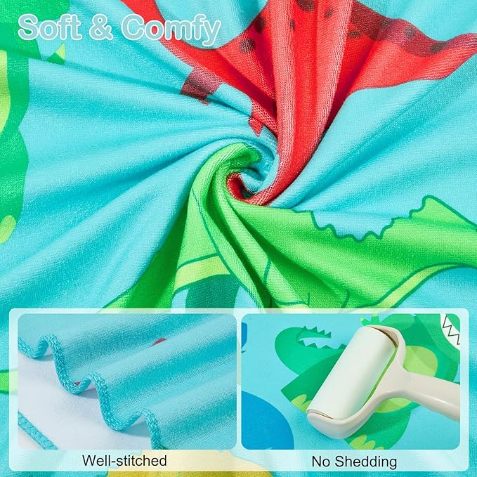 Basumee Toddler Bath Towels with Hood for 0–6 Years 55" x 28" Soft Absorbent Hooded Kids Bath Towel with Button for Boys and Girls Shower Bath Beach Swimming Essentials