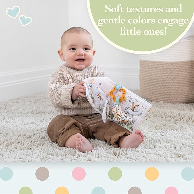 Kids Preferred Guess How Much I Love You… 5 Inch Soft Book Interactive Baby Teether Toy with Crinkle Sounds, Soft Textures, Bright Colors, and BPA-Free Materials for Safe and Fun Sensory Play
