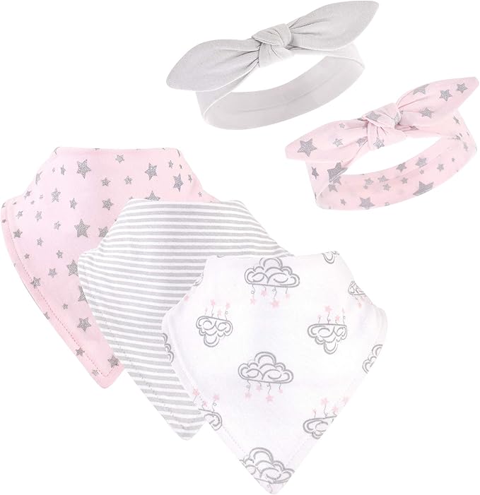 Hudson Baby Unisex Baby Cotton Bib and Headband Set