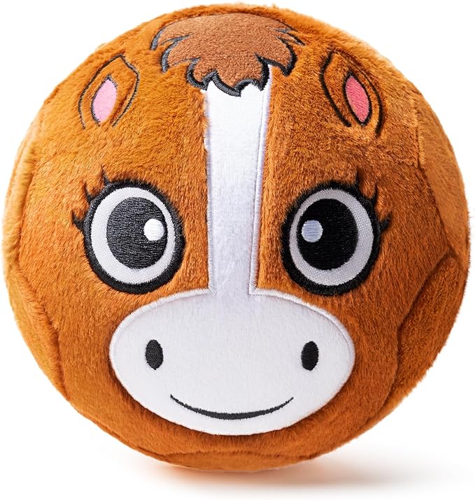 VangeBow Silent Indoor Soccer Balls for Toddlers 1-3, Inflatable Soft Plush Baby Toddler Soccer Ball Toys Gifts for 1 2 3 4 5 Year Old Boy Girl First Birthday Gift (Pony, Pump Include)