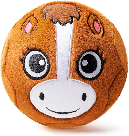 VangeBow Silent Indoor Soccer Balls for Toddlers 1-3, Inflatable Soft Plush Baby Toddler Soccer Ball Toys Gifts for 1 2 3 4 5 Year Old Boy Girl First Birthday Gift (Pony, Pump Include)