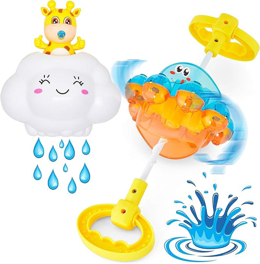Splashin'kids Bath Toys Double The Fun Baby Toys Water Bathtub Toys Toddlers Rotating Octopus and Head Bobbing Reindeer