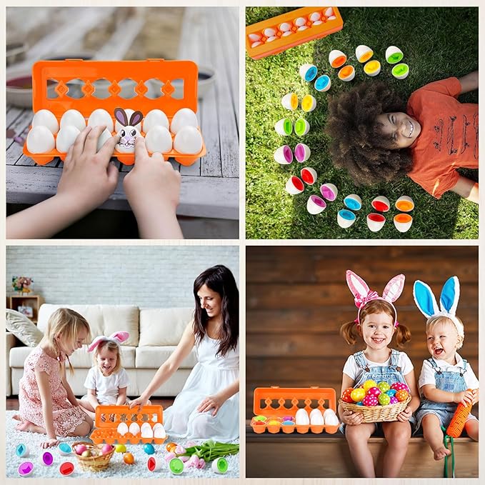 CPSYUB Toddler Toys, 18 Month Toys, Christmas Eggs Gifts for 1, 2, 3 Year Old Girls/Boys, Montessori Matching Eggs Educational Color & Shape Recognition Skills Learning Toys BPA Free