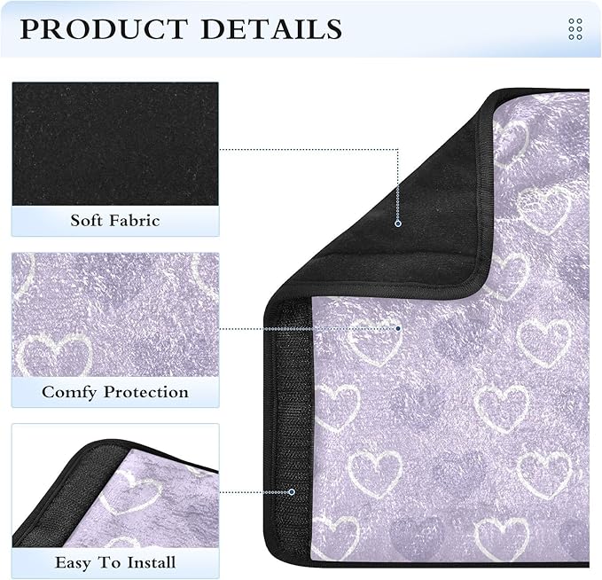 2 Pack Seatbelt Covers Seat Belt Cover Pad for Adults Boys Girls Car Seat Strap Covers Pads Cushion Universal Shoulder Strap Pad Protector for Backpack Camera Bag 6.5 x 6.5 Inch Purple Heart