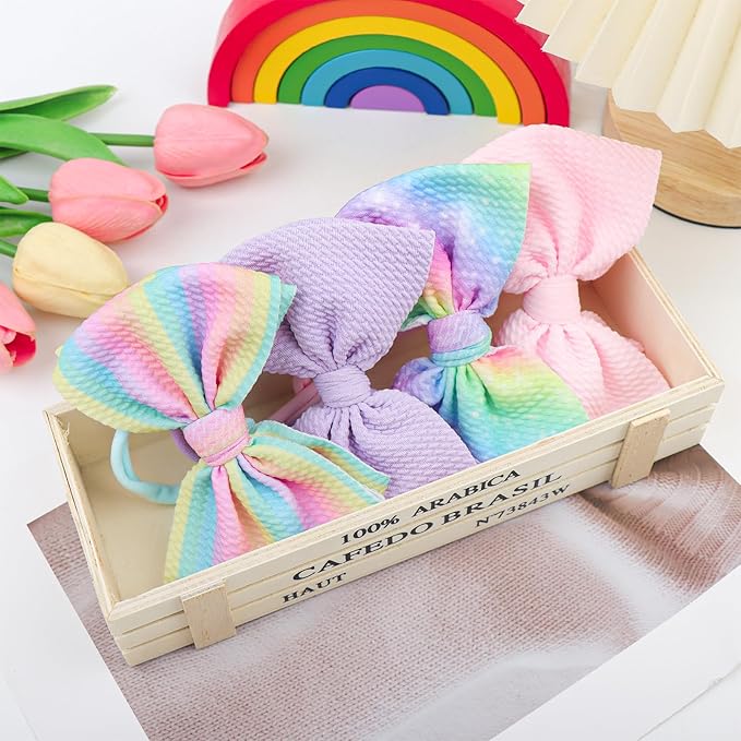 Rainbow Hair Bows for Baby Girls Dreamy Hair Accessories Violet Headbands for Newborn Infant Toddler Babies Outfits Accessory Hair Bands