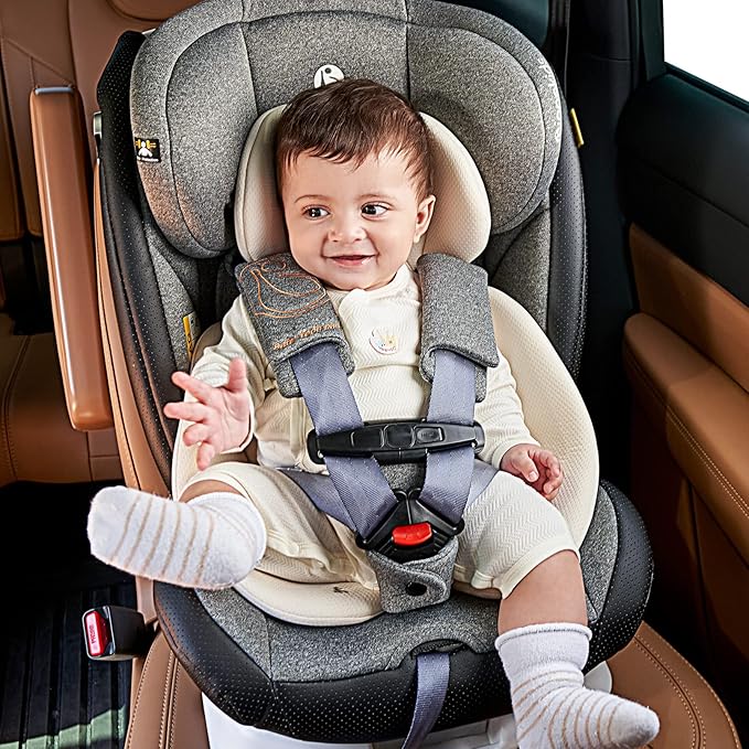 Innokids Car Seat Strap Cover Set for Baby Kids Seat Belt Covers with Crotch Pad Back Anti-Slip Design for Car Seats Pushchair Stroller (Medium (5.9”L), Gray)