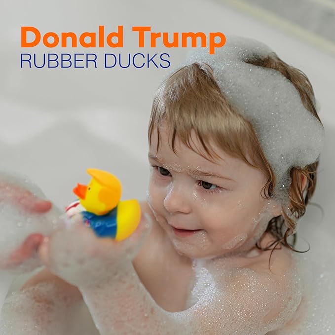 President Trump Rubber Ducks - Bulk 12 Pack - 2.3 Inch Funny Duckies for Jeep Ducking, Bath Tub Toys, Christmas White Elephant Exchange Gag Gift for Adults