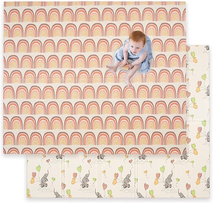 JumpOff Jo Foldable Foam Play Mat – Large Waterproof Baby & Toddler Activity Floor Mat, Double-Sided 70 x 59 Inch Play Surface