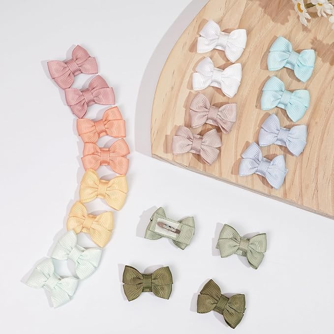 DED Baby Hair Clips 40 Pieces 20 Colors in Pairs Baby Bows Hair Pins Tiny 1.37" Hair Bows Alligator Clips for Girls Infants Toddlers