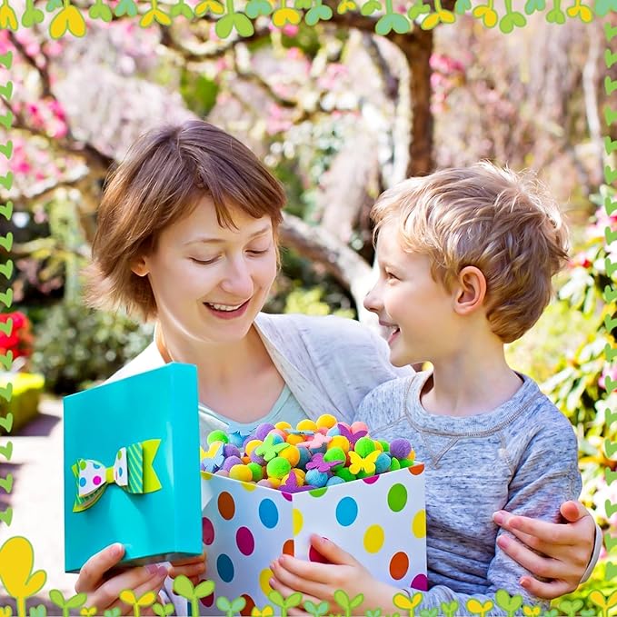 EZdhuawuse Spring Butterfly Sensory Bin Fillers - 268Pcs Easter Butterfly Fine Motor Skills Toys Color Counting Sorting Set for Kids, Felt Decor Pom Poms Cup Clip for Preschool Education Activities